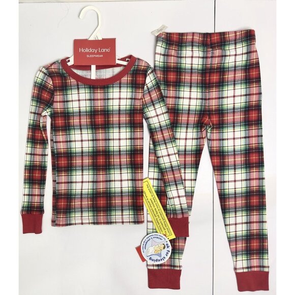 Holiday Lane Kids Plaid Christmas Pajama Set 2-Piece Red Green Size 5 NWT - Picture 2 of 6